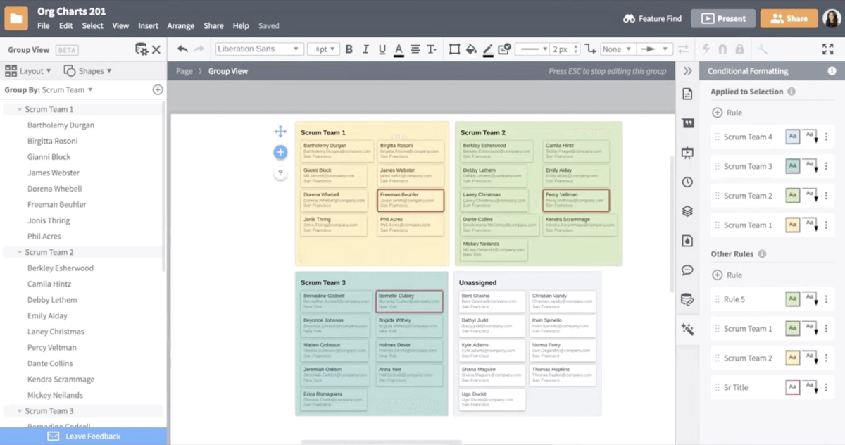 Use group views to visualize and create teams  