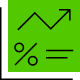 Chart showing a percent symbol and up and to the right arrow for a potential return on investment