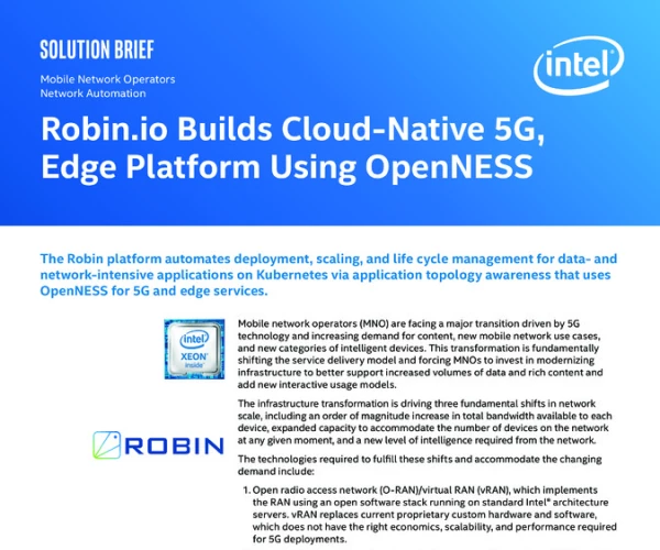 Robin.io Builds Cloud-Native 5G, Edge Platform Using OpenNESS