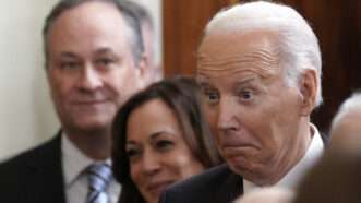 President Joe Biden in front of Vice President Kamala Harris | Gripas Yuri/ZUMAPRESS/Newscom