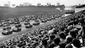 Tank parade of the German Wehrmacht (armed forces) in front of the grandstand on Zeppelin Field at the Nazi party rally grounds. | Berliner Verlag/Archiv/picture alliance / ZB/Newscom