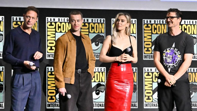 Ebon Moss-Bachrach, Joseph Quinn, Vanessa Kirby and Pedro Pascal at the "Marvel Studios" Panel at the 2024 San Diego International Comic-Con on July 27, 2024 in San Diego