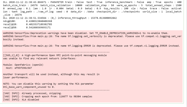 The output of the test command shows the accuracy of the model in predicting the rate of a movie for a new user by considering the (movie id, rate) of previous users. The model was trained using (movie id, rate) of some users and test with unseen data for model.