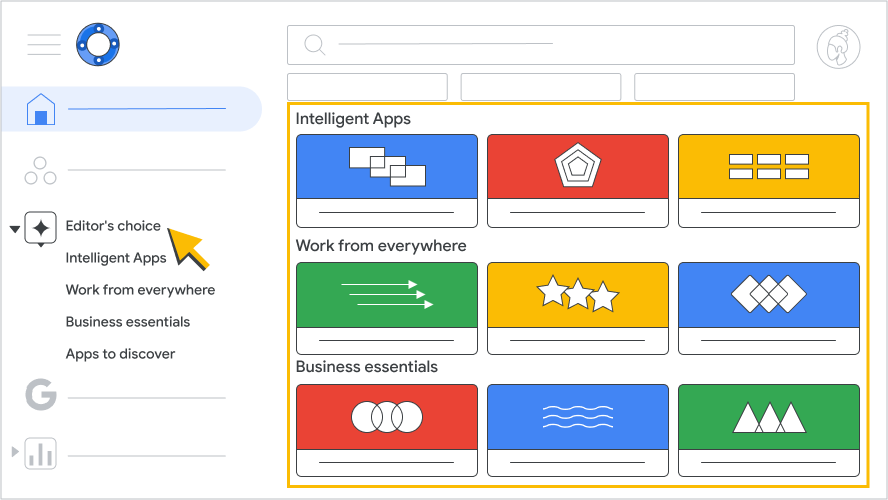 Google Workspace মার্কেটপ্লেসে সম্পাদকের পছন্দের বিভাগগুলির চিত্র