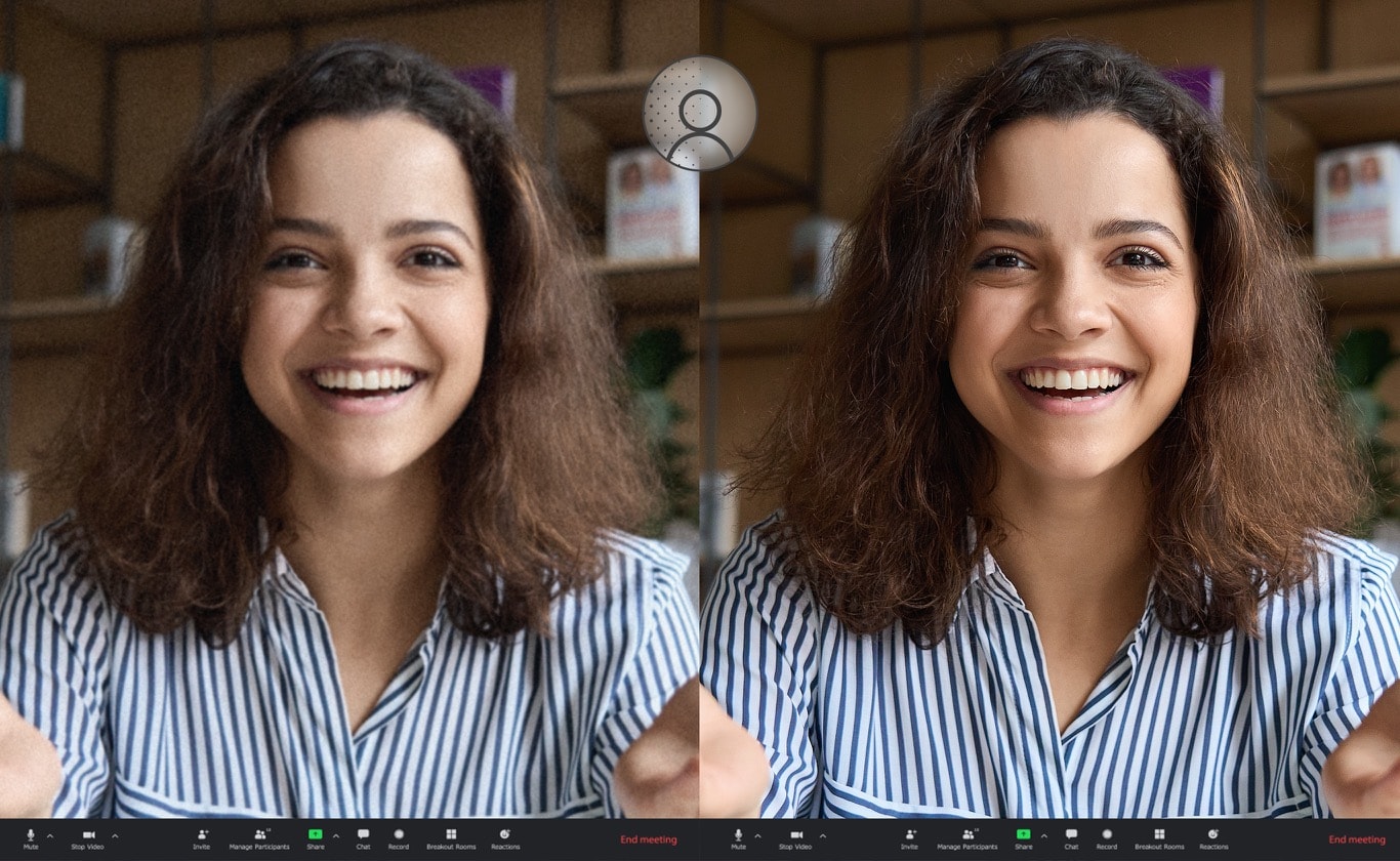 En comparaison avec une webcam sans algorithme 3DNR, une webcam avec algorithme 3DNR offre une image de webcam plus claire.