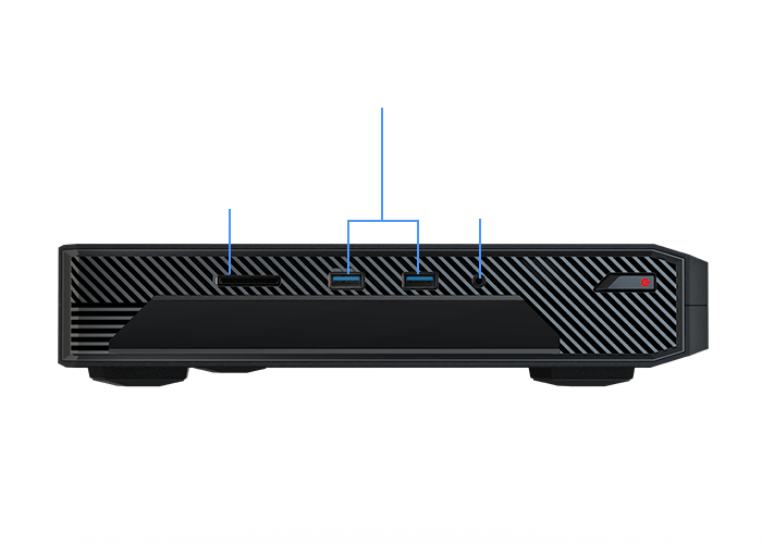 This image showcases the I/O ports of the NUC 14 Premium.