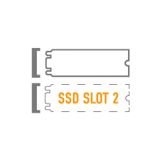 two simplified logos of an SSD and RAM module