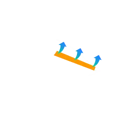 a simplified laptop icon with simulated airflow