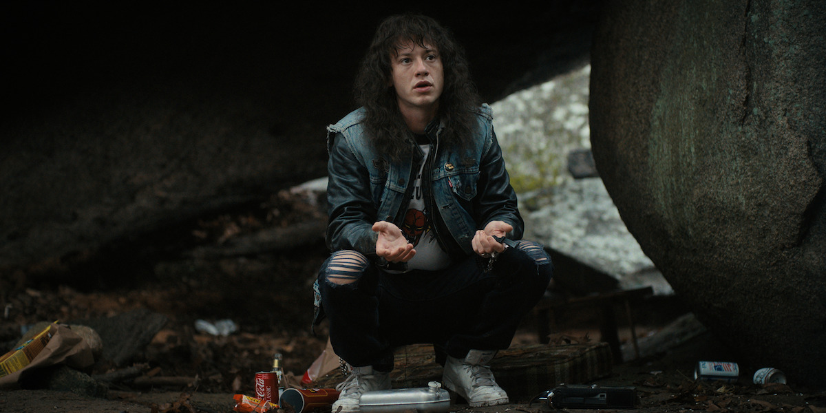 Eddie Munson (Joe Quinn) taking a momentary breather at Skull Rock - The Duffers Answer Your Burning ‘Stranger Things’ Season 4, Volume 1 Questions