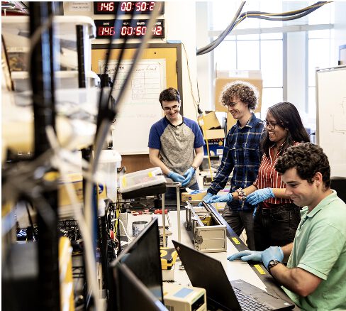 Students in a lab doing research