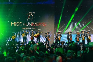 MEXICO CITY, MEXICO - NOVEMBER 16: Mariachis participates in the The 73rd Miss Universe Competition - show at Arena Ciudad de Mexico on November 16, 2024 in Mexico City, Mexico. (Photo by Hector Vivas/Getty Images)