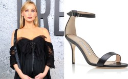 jennifer lawrence, vintage Christian Lacroix, Christian Lacroix, haute couture 2006, haute couture, black sandals, jennifer lawrence red carpet style, manolo blahnik Chaos Stiletto Sandals