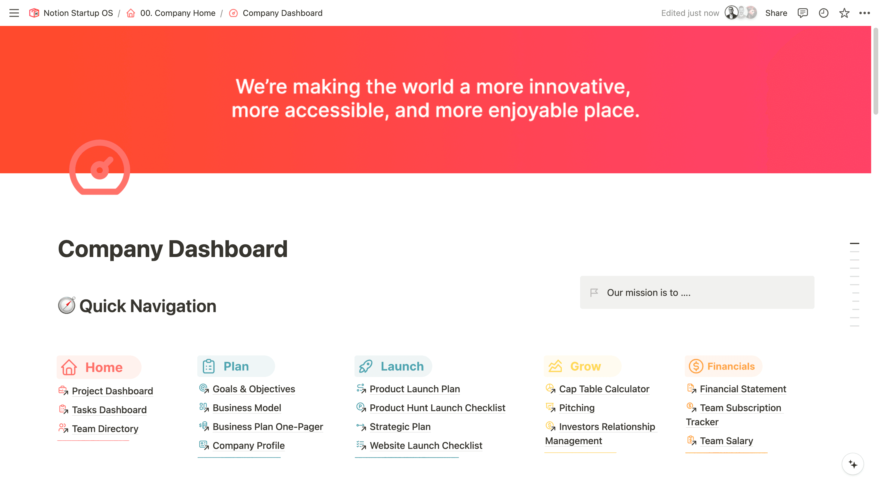 Company Dashboard - Startup OS