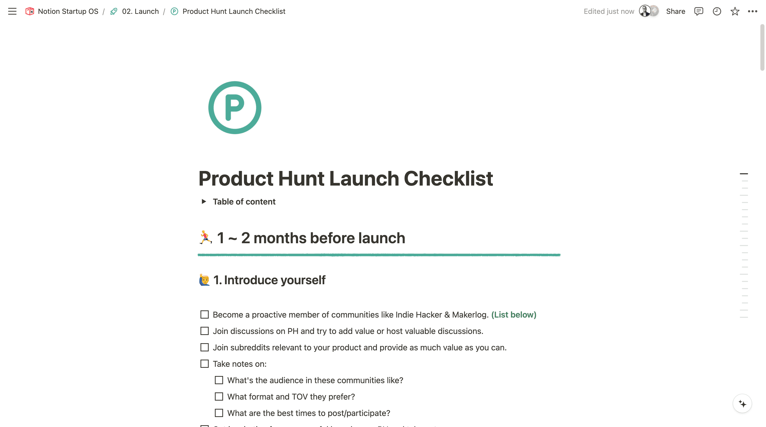 Product Hunt Launch Checklist - Startup OS