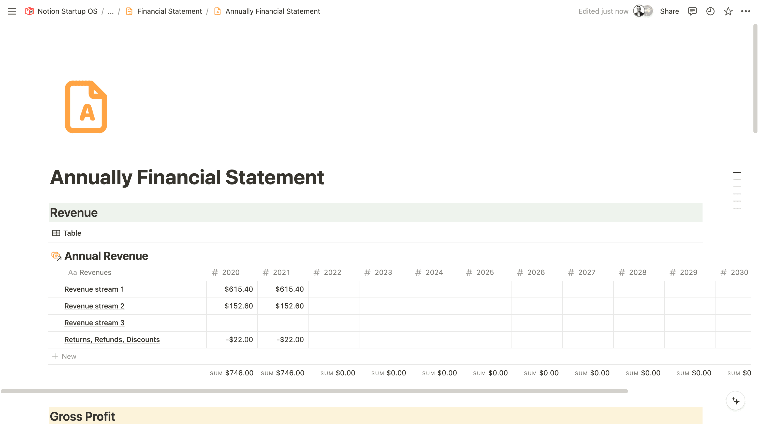 Financial Statement- Startup OS