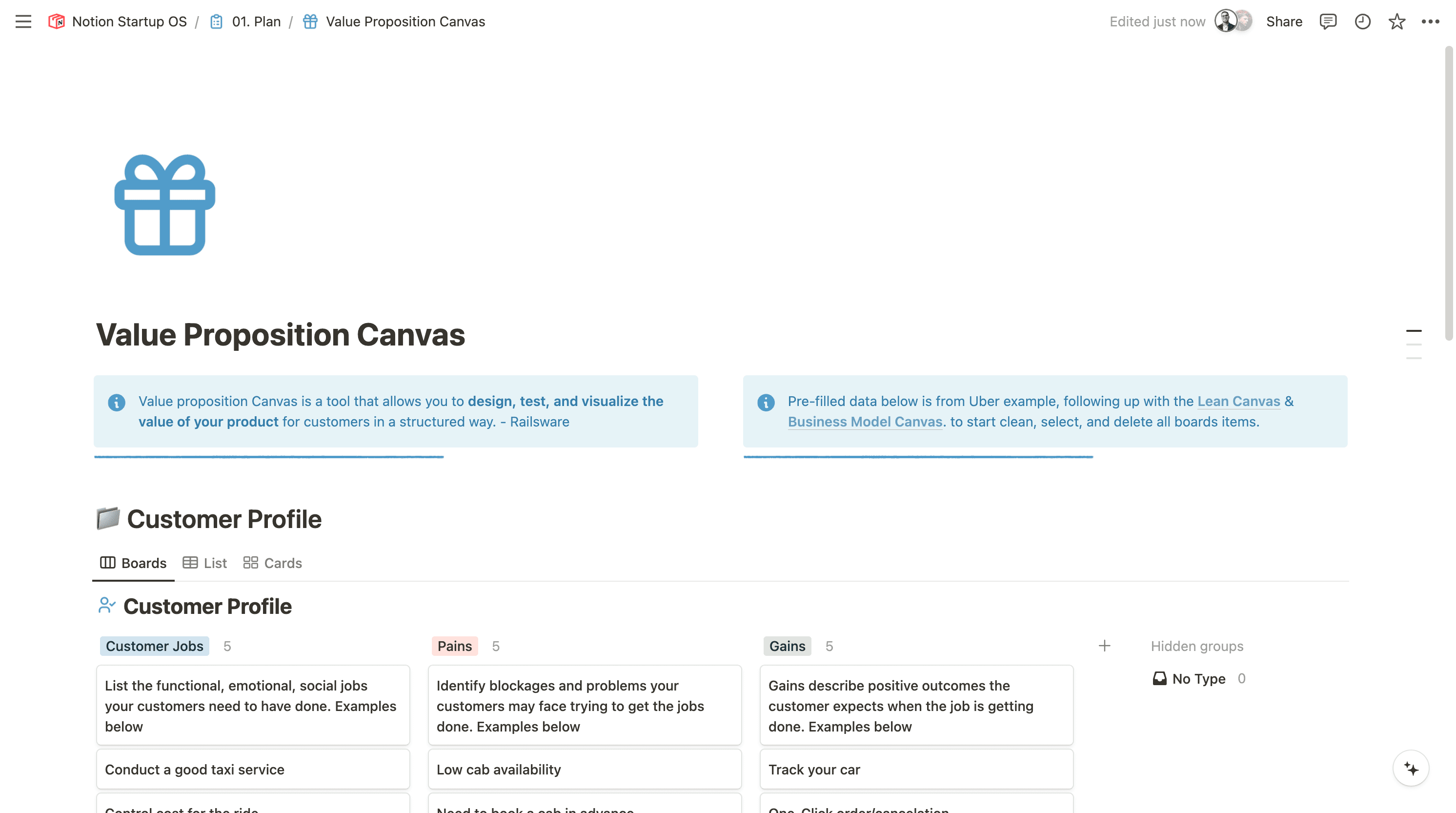 Value Proposition Canvas - Startup OS