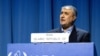 Mohammad Eslami, the head of Iran's Atomic Energy Organization, speaks during a media briefing on the new nuclear energy projections, at IAEA's General Conference in Vienna, Austria, Sept. 16, 2024.