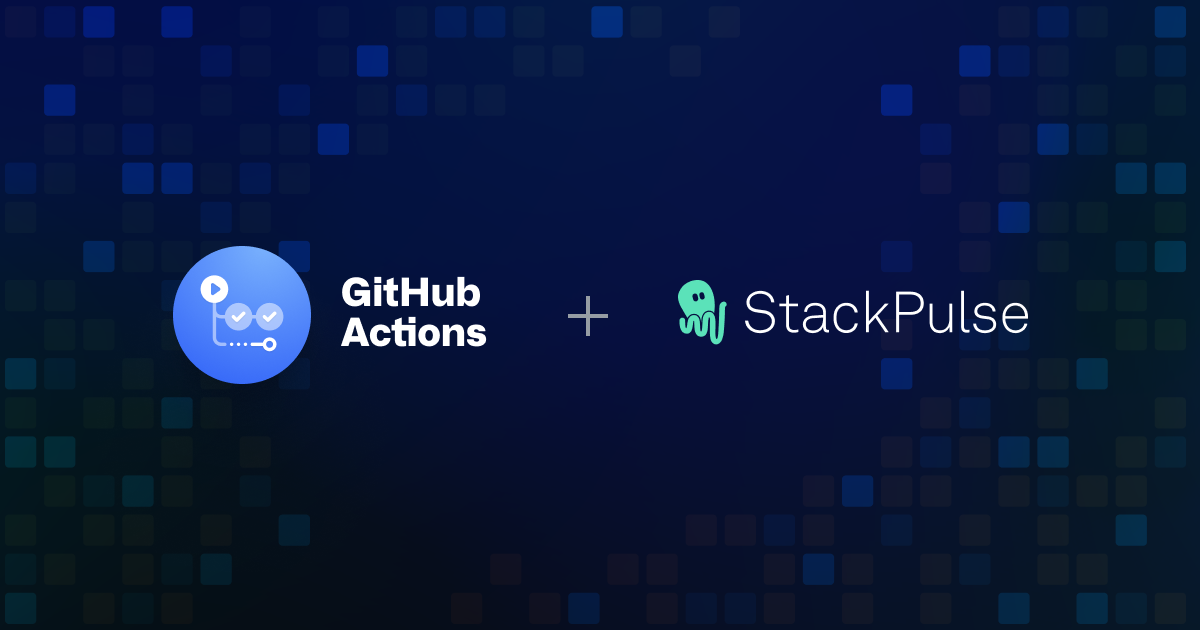 GitHub Actions and StackPulse logos together on blue background