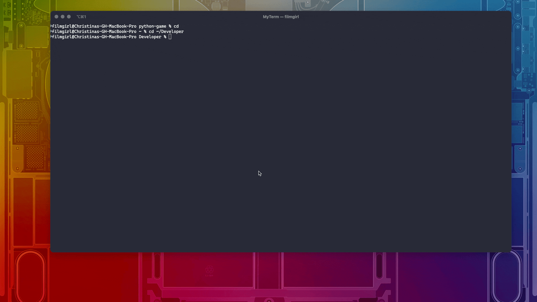 An animated gif showing the "git init" process for initializing a Git repository from the command line, as well as the process of adding files to a git commit.