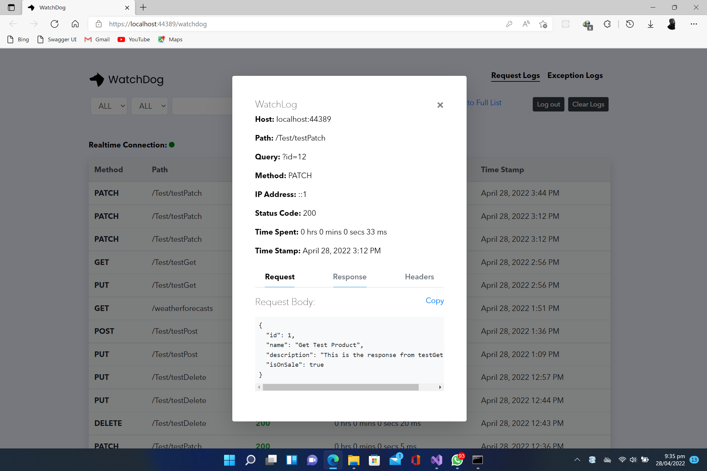 Request and Response Sample Details