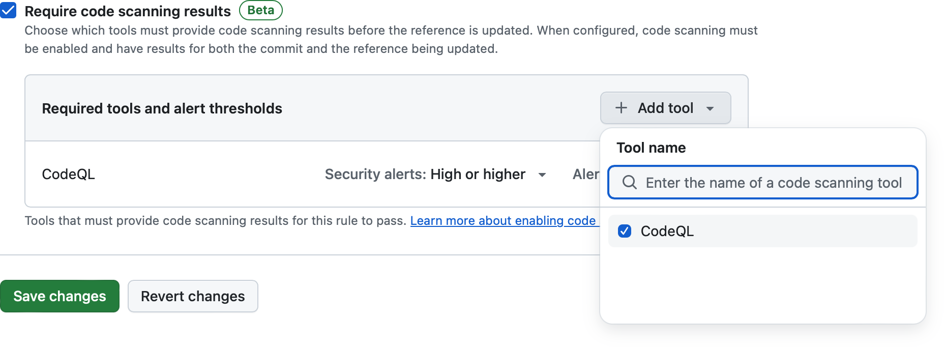 code scanning rule