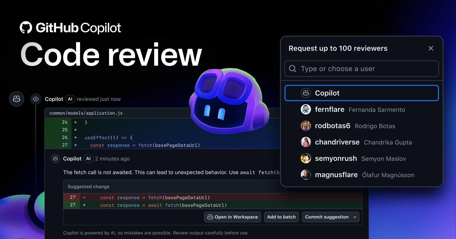 Copilot code review hero image