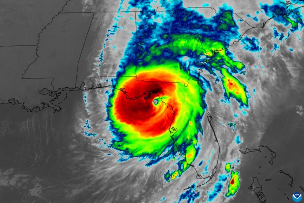 Hurricane Helene seen in infrared light.