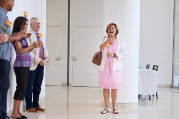 Nurse Deborah Acevedo is surprised at her retirement celebration.