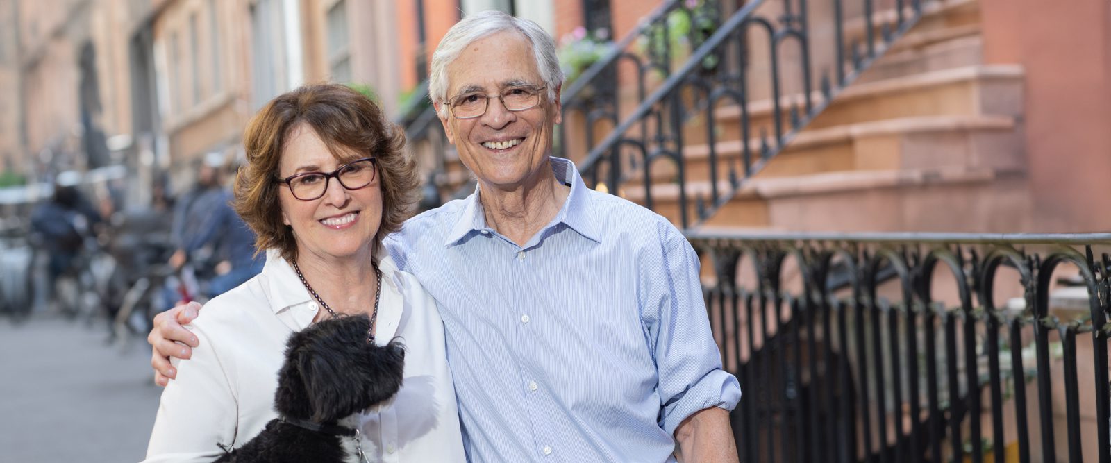 Delia Ephron, writer of Left on Tenth, with her husband, Peter, in NYC with their dog