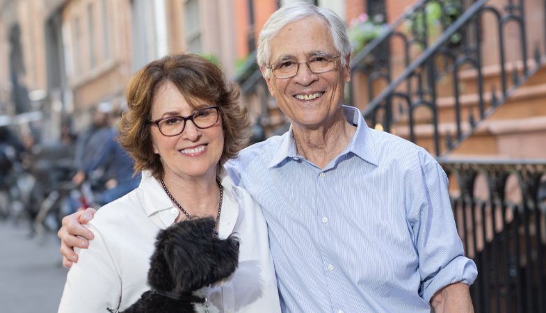 Delia Ephron, writer of Left on Tenth, with her husband, Peter, in NYC with their dog