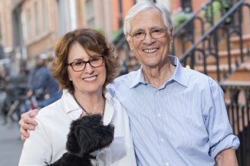 Delia Ephron, writer of Left on Tenth, with her husband, Peter, in NYC with their dog