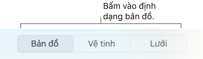 Các nút Bản đồ, Vệ tinh và Lưới.