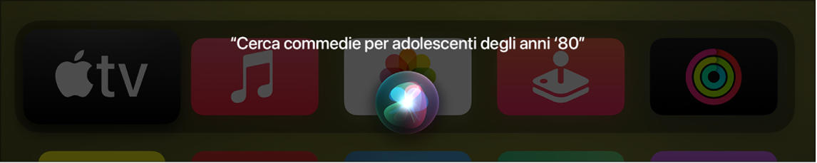 Schermo che mostra la ricerca di film di Siri per genere e data