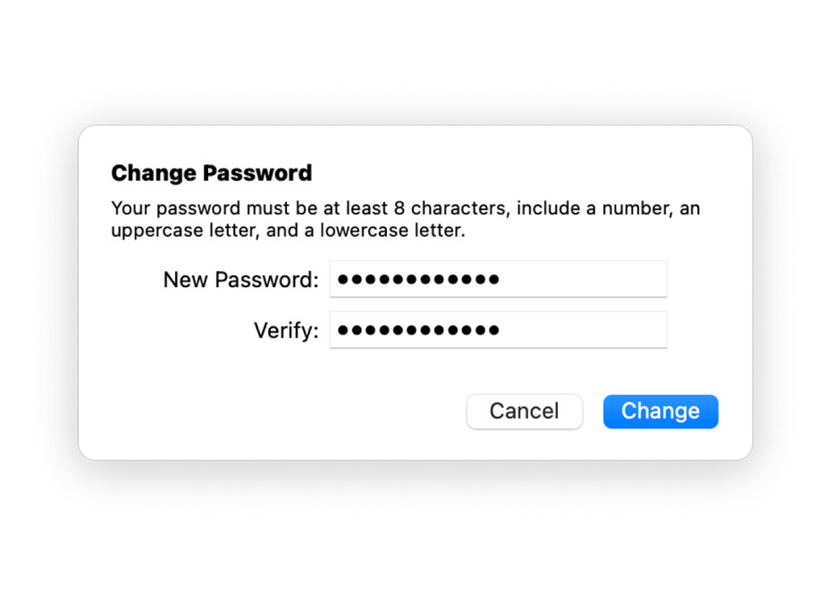 The Change Password window.