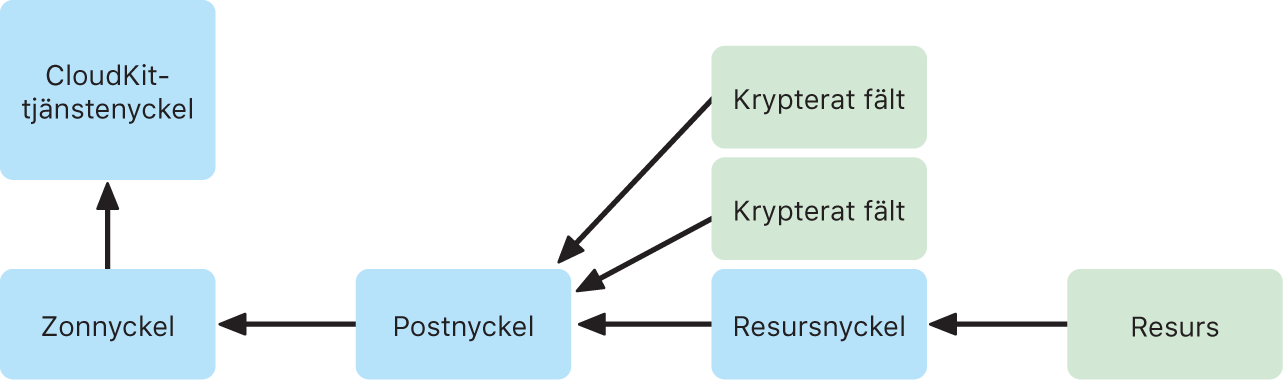 Layout för CloudKit-tjänstenyckel.