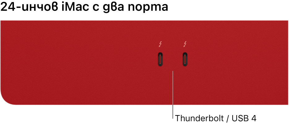 iMac, показващ два Thunderbolt / USB 4 порта.