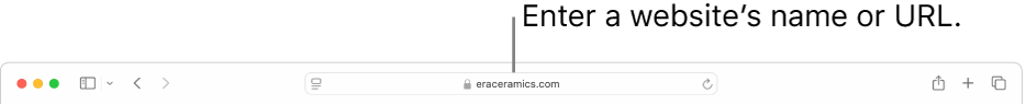 The Safari Smart Search field, where you can enter a website’s name or URL.