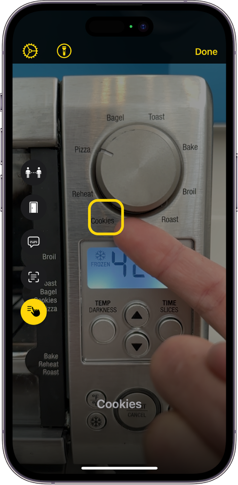 Ekrani i Magnifier në Detection Mode që tregon veçorinë Point and Speak.