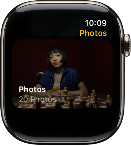 De Foto's-app op de Apple Watch met een album met de naam 'Vrienden'.