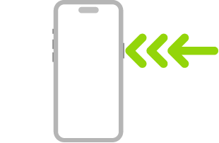 An illustration of iPhone with an arrow that indicates triple-clicking the side button on the upper right.