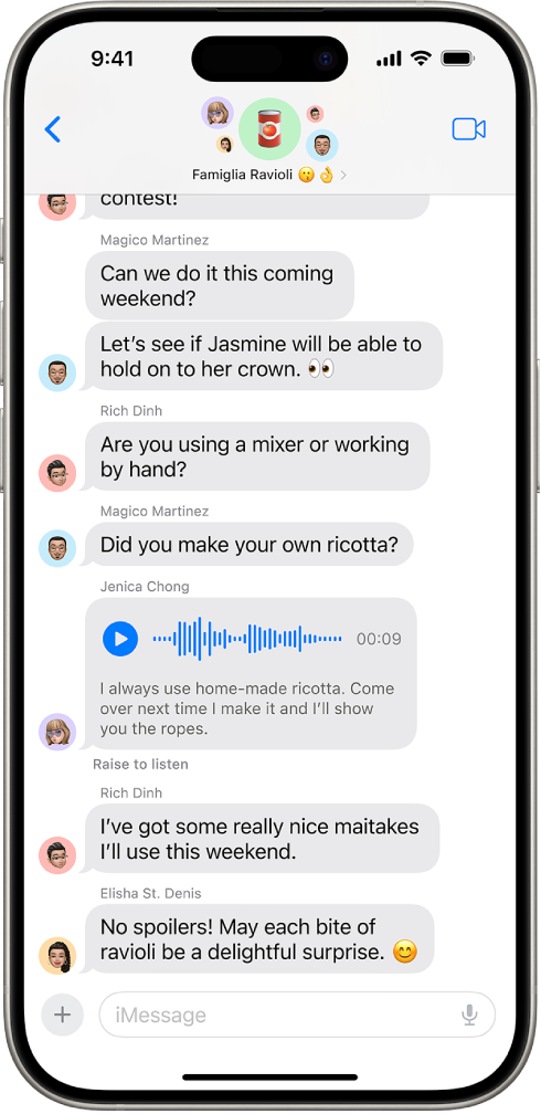 A group conversation in the Messages app.