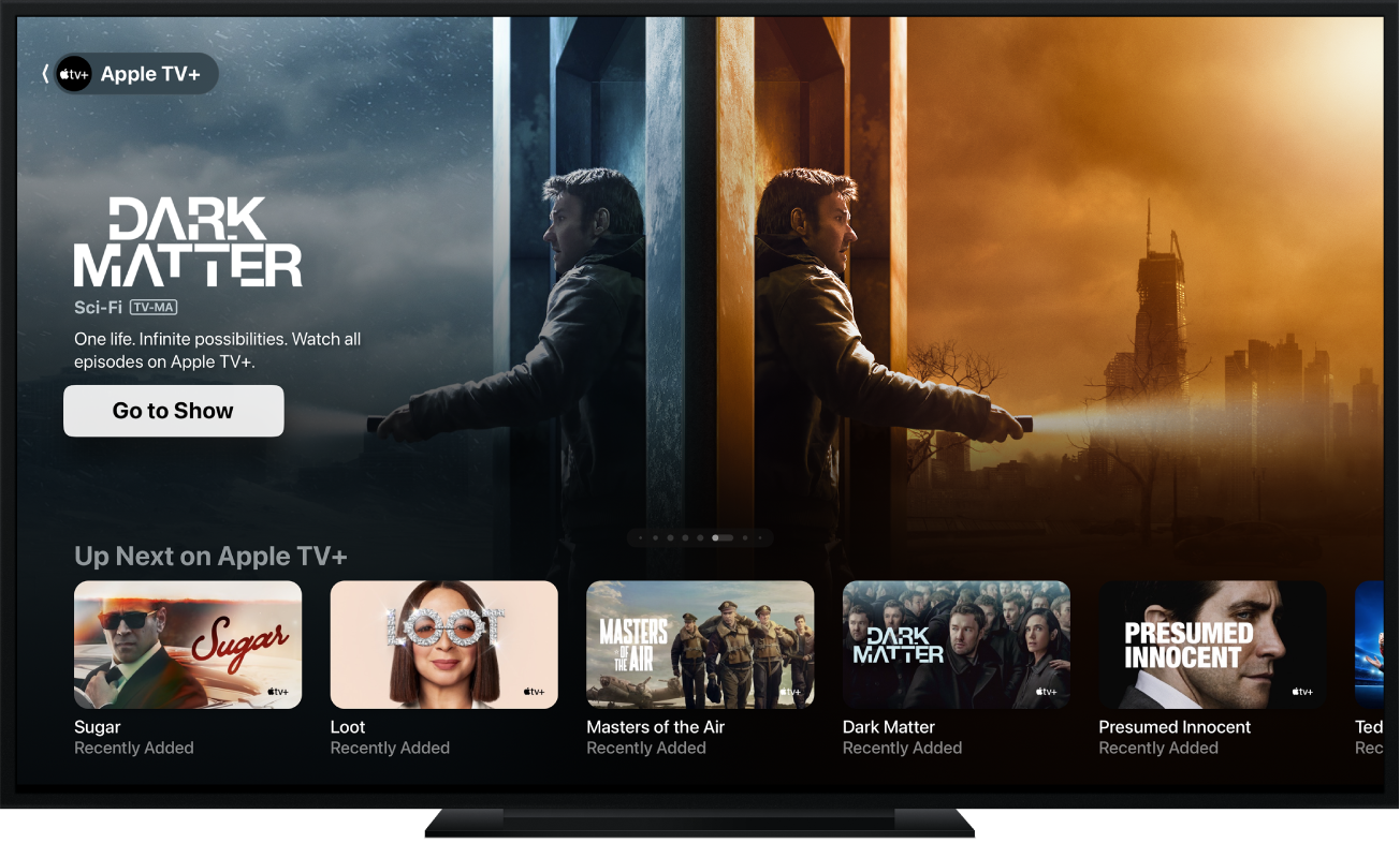 An Apple TV showing the Apple TV app