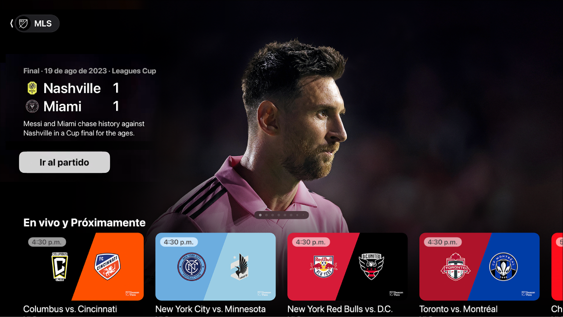 Pantalla mostrando el MLS Season Pass