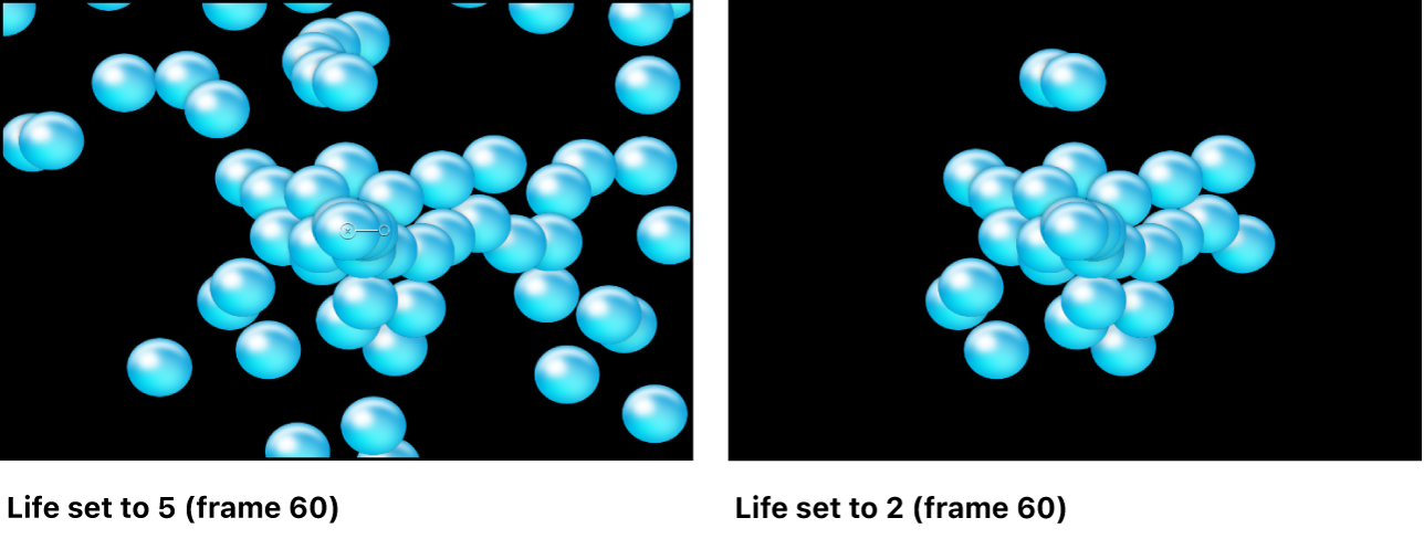 Canvas mit dem Effekt des Parameters „Lebensdauer“