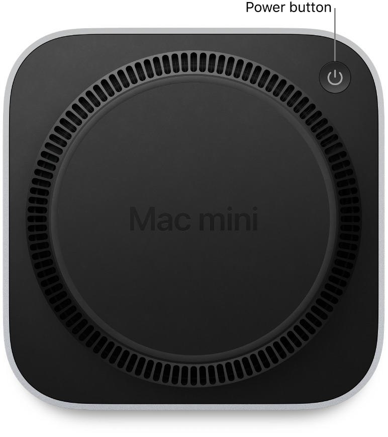 The bottom of Mac mini showing the Power button.