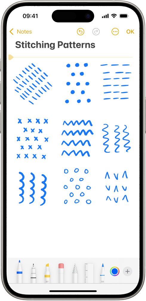 Une note montrant un dessin et des outils d’annotation en bas de l’écran.