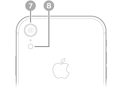 Задняя сторона iPhone XR. Задняя камера и вспышка расположены вверху слева.