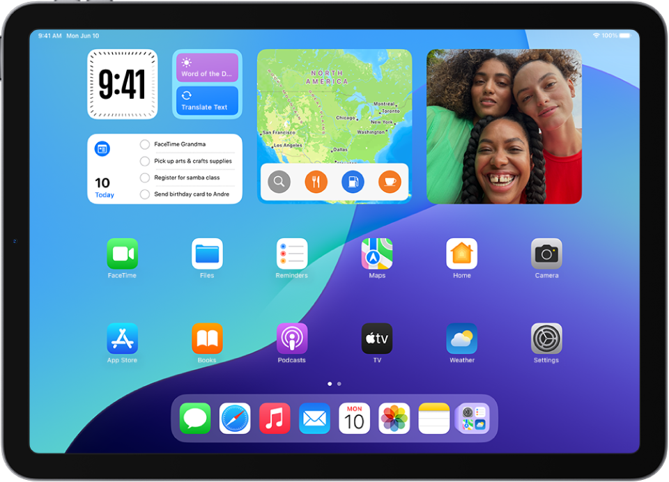 iPadOS 18 ile gelen saptanmış ana ekran örneğini gösteren bir ekran resmi.