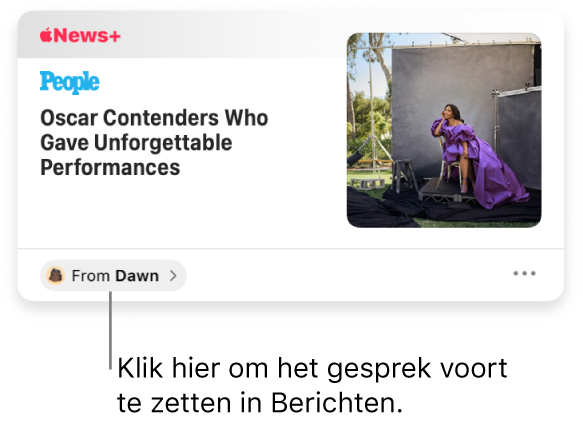 Een nieuwsartikel dat gedeeld is in News. Klik op het label 'Van' om een antwoord te sturen in Berichten.