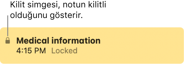 En solunda kilit simgesi olan kilitli bir not.